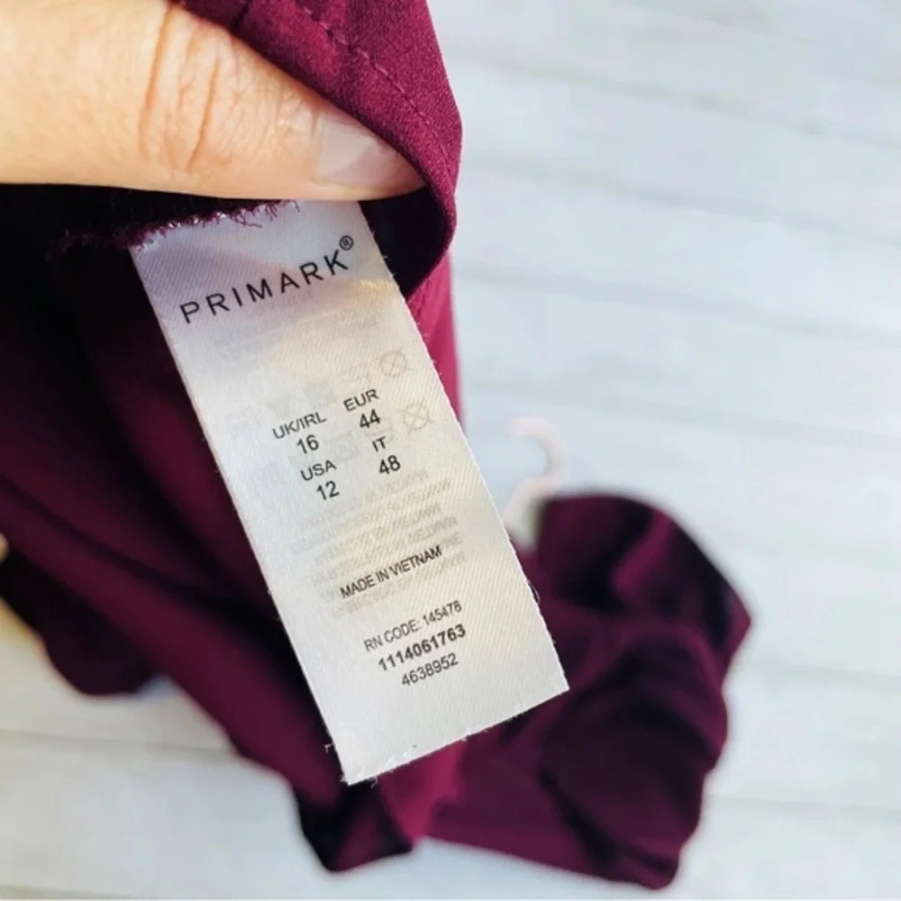 PRIMARK Burgundy Bell Sleeve Top Size 12 - Picture 6 of 11